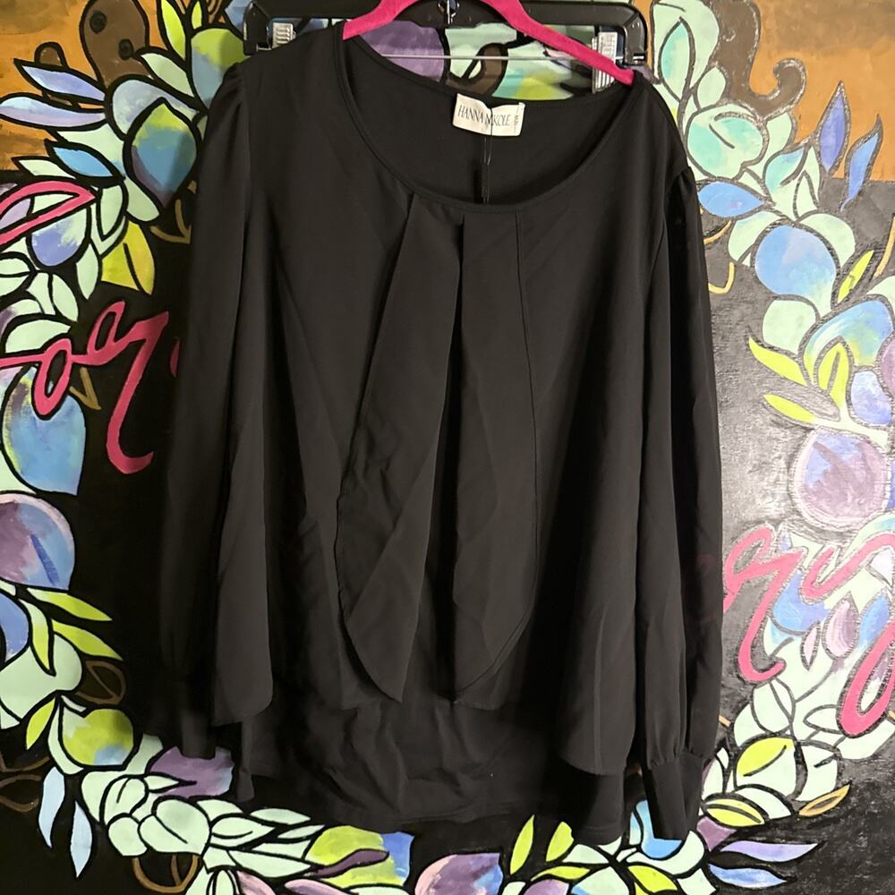 Hanna Nikole Chiffon Blouse, Black, Size 16W